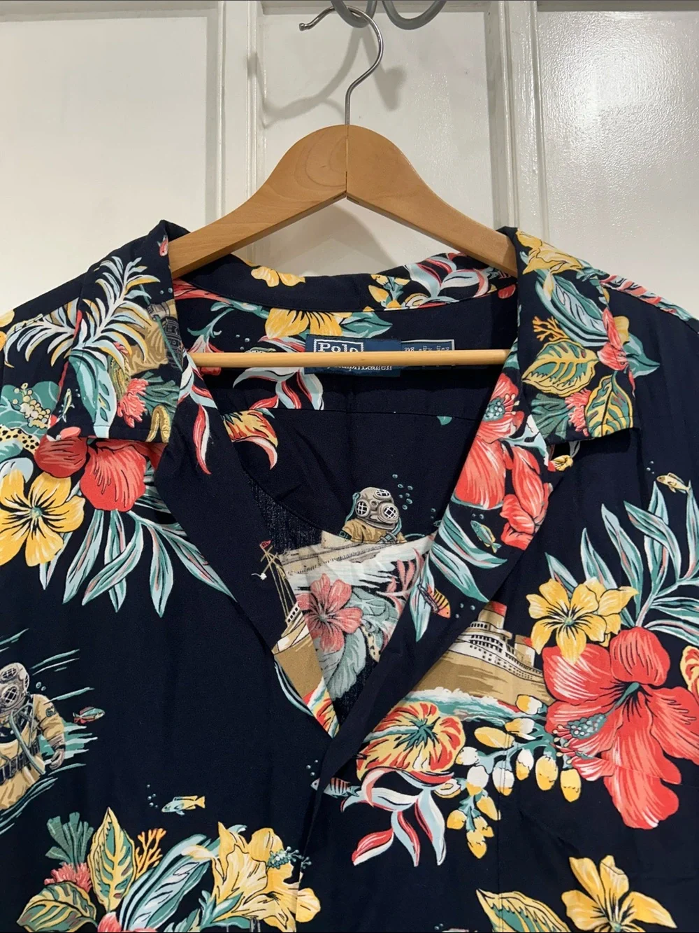 Polo Ralph Lauren Hawaiian Camp Shirt Tropical Floral Ocean Liner - Size 3XB